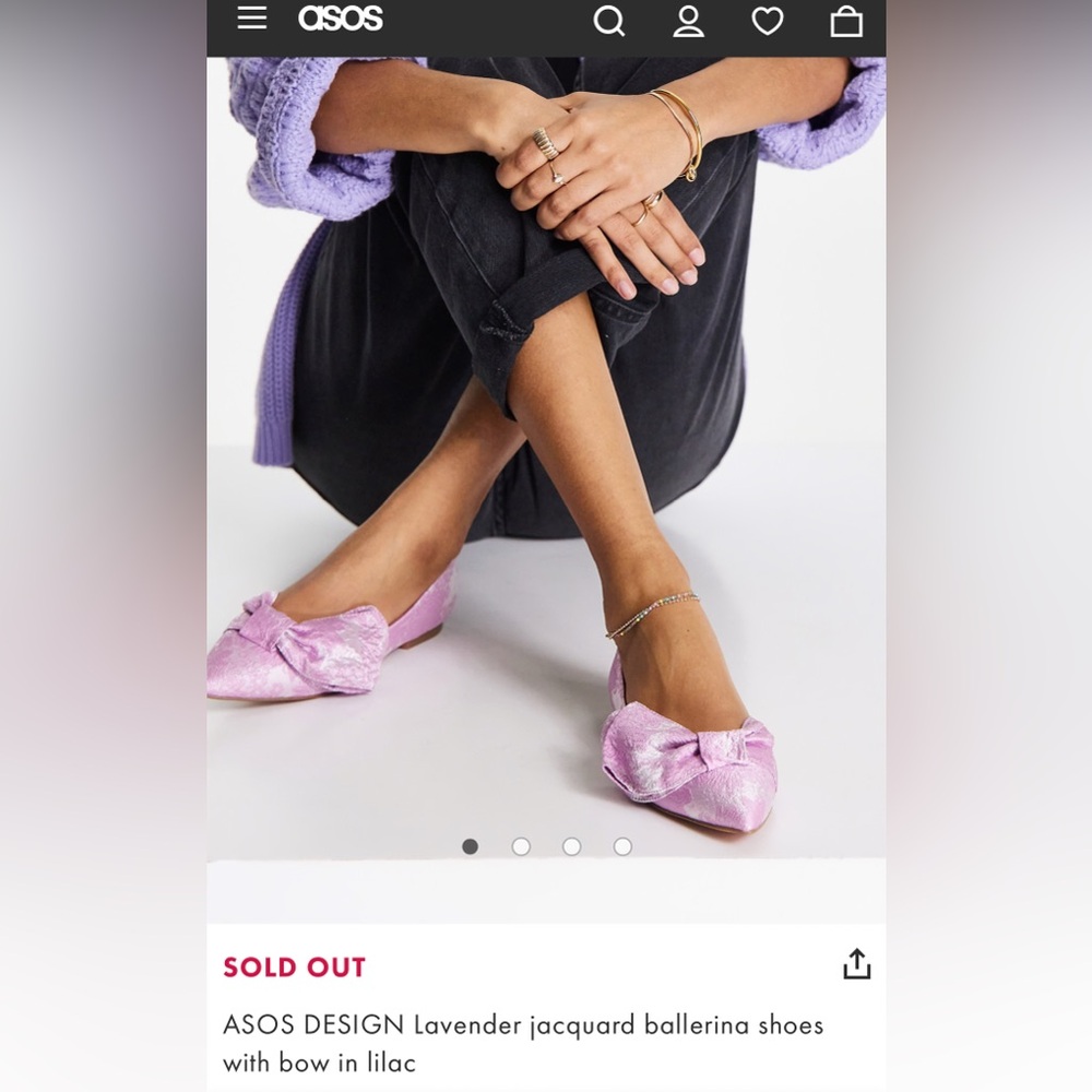 ASOS DESIGN Lavender Jacquard Ballerina Flats-Lavender